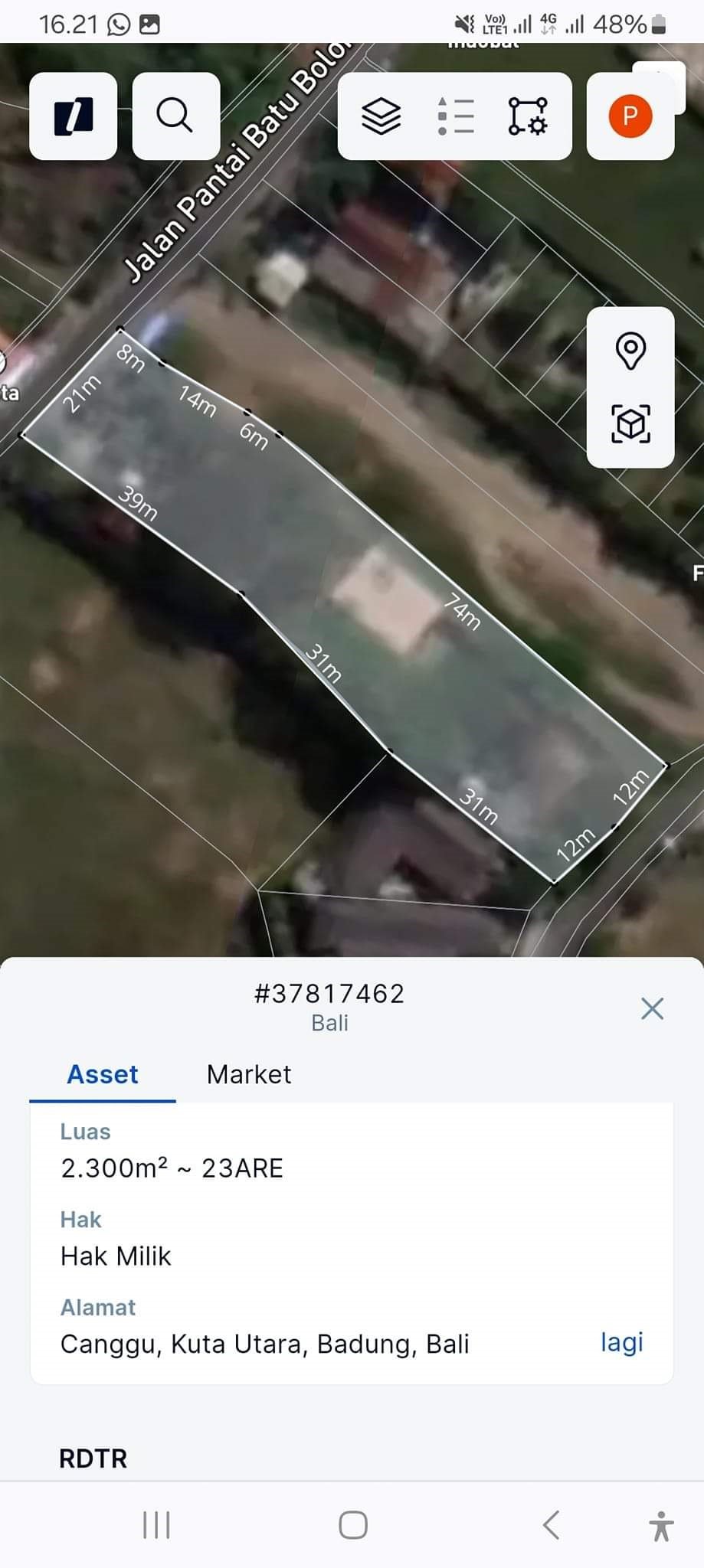 Tanah Premium 23 Are 57,5 M Canggu ,Badung – Bali BR-2007