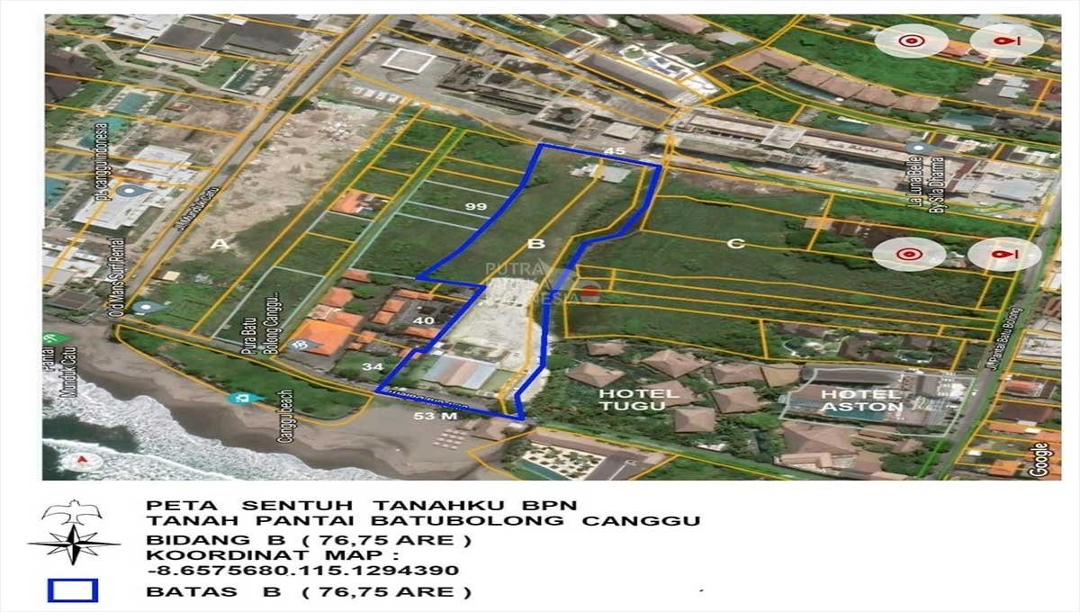 Land 76.75 Are in Front of Batu Bolong Beach ST-2990