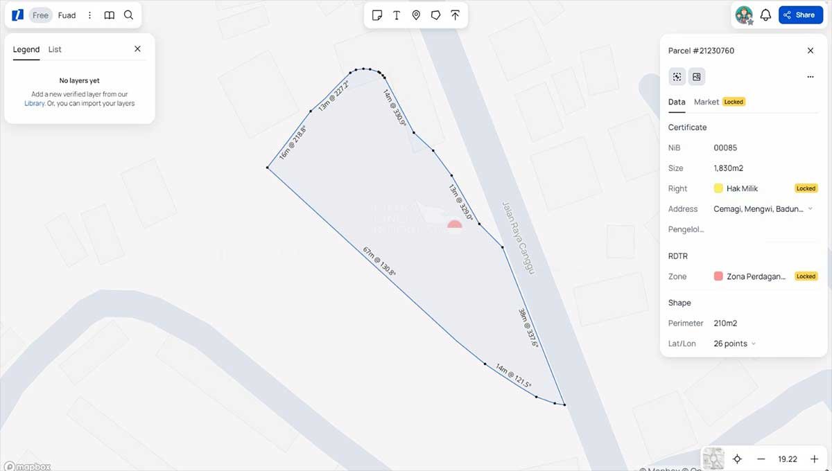 Land For Rent 18,3 Are Cemagi,Badung Bali SH-3132