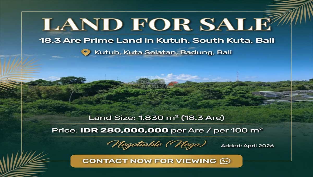 Land For Sale 18,3 Are In Kutuh,South Kuta Bali IJ-4195